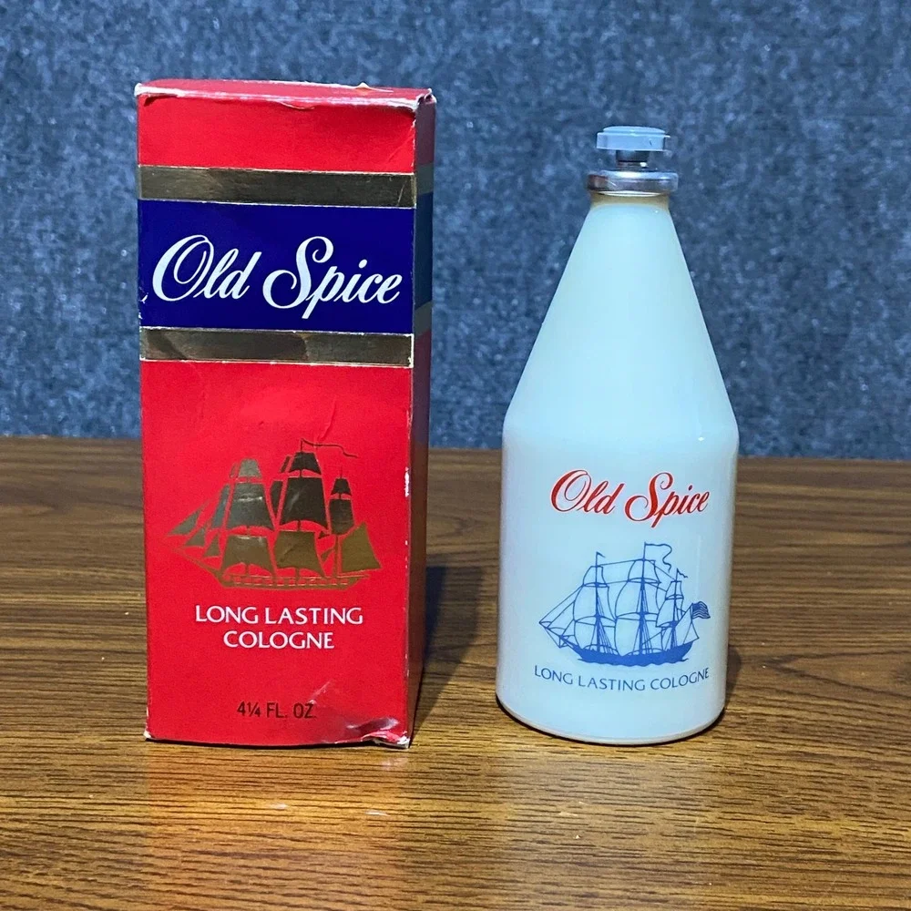 VTG NOS Shulton 80s Old Spice Long Lasting Cologne 4.25oz White Glass Bottle Box
